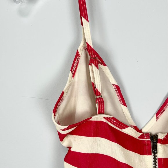 Show Me Your Mumu Kiki Crop Top Hampton Stripe Red Cream Back Zip size Small - Picture 7 of 10